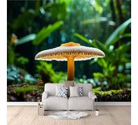 Poster mural chambre Forêt fantastique, Papier peint Champignons fantastiques 450x315cm Fond mural complet fresque murale moderne art murale 3D salon chambre enfant décoration facile à poser