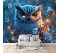 Poster Mural Chambre Hibou Arbre Oiseaux, Décoration Murale Oiseau De Proiemur De Tête De Lit Transforme Votre Pièce Solution Rénovation Rapide Collez Directement Sur Le Mur Écologique 400X280cm