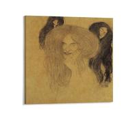 Poster mural décoratif Gustav Klimt's Study for The Gorgon Heads (1) pour salon, chambre à coucher (70 x 70 cm)