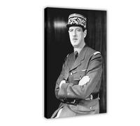Poster mural décoratif sur toile représentant Charles De Gaulle pour chambre à coucher, bureau, chambre à coucher, 30 x 45 cm