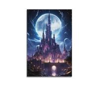 Poster mural décoratif sur toile représentant un château étoilé et un château étoilé - Impression sur toile moderne pour chambre à coucher - 40 x 60 cm