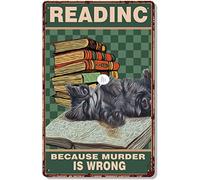 Poster mural en métal « Cat Reading Because Murder is Wrong » - 20,3 x 30,5 cm