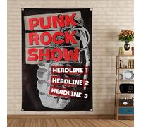 Poster mural et impressions sur toile Punk Rock Show - Bannière sur le thème de l'étoile de roche - Drapeau de garage - Décoration de fête d'anniversaire - Décoration d'intérieur en métal - 5,9 x