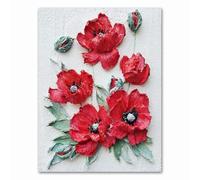 Poster Mural Feuilles De Fleurs Rouges Toile Peinture Tableaux, Posters et Arts Décoratifs Tableau Peinture sur Toile Deco Tableau Decoration Murale Affiche Murale Chambre Salon Sans Cadre 40x60cm