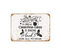 Poster mural « Happy Holiday » - Plaque décorative vintage en métal - Plaque en métal vintage « The Best Way To Spread Christmas Cheer Is Singing » - 20,3 x 30,5 cm