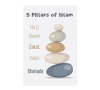 Poster mural islamique avec piliers de l'islam - Décoration murale islamique - Affiche éducative islamique - Décoration de chambre à domicile musulmane - Décoration murale pour chambre d'enfant - 30 x