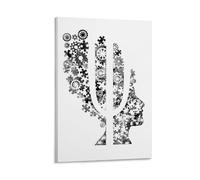 Poster mural minimaliste avec tête de puzzle et roues - Décoration murale - 40 x 60 cm