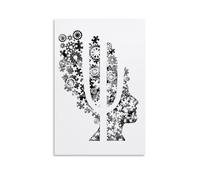 Poster mural minimaliste avec tête de puzzle et roues - Décoration murale - Cadeau - 30 x 45 cm