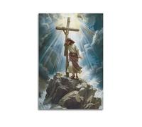 Poster mural moderne de famille - Décoration murale de salle de bain - Motif religion de Jésus, croix portant une tempête, 40 x 60 cm, sans cadre