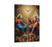 Poster mural moderne sur toile avec inscription « The Father The Son And The Holy Spirit Appear Together Solemn And Sacred Let The Soul Enjoy Peace », 40 x 60 cm