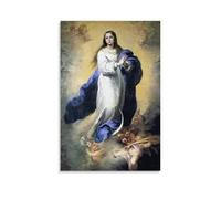 Poster mural rétro Bartolomé Esteban Murillo L'Immaculée Conception d'El Escorial - Style classique - Décoration parfaite pour bibliothèque, bar ou home cinéma - 50 x 75 cm - Sans cadre