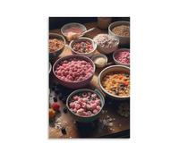 Poster mural sur toile - Images personnalisées - Impression de bols de céréales et de céréales - Art moderne - Peinture sur toile sans cadre - Bols de céréales et de céréales - Affiche esthétique pour