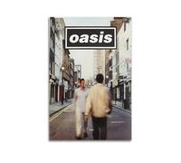 Poster mural sur toile inspiré de l'album Oasis - Contient des couleurs vives telles que le bleu ciel, le gingembre, les tons mixtes, le blanc, le rose et le noir - Décoration murale pour salon