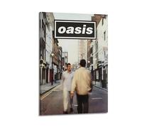 Poster mural sur toile inspiré de l'album Oasis - Contient des couleurs vives telles que le bleu ciel, le gingembre, les tons mixtes, le blanc, le rose et le noir - Décoration murale pour salon