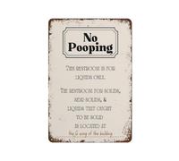 Poster « No Pooping » - Décoration murale amusante - Pour bureau, travail, collègue, salle de bain, toilettes, salle d'eau - Pot - Rétro - En aluminium - 30,5 x 20,3 cm