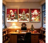 Poster Noel 3x20x30,Le Père Noël et rennes Tableau décoratif,sans cadre,A | Lot de 3 posters de Noël, 20 x 30 cm, avec motif de Noël, décoration murale moderne pour salon et chambre à coucher