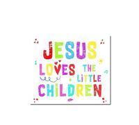 poster Nursery Christian Decor, Jesus Loves Me Canvas Wall Art with Bible Verse, Religious Gift for Baby Shower, Baptism, Children(Unframed,16x24inch(40x60cm))