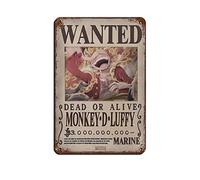 Poster One Piece Monkey D Luffy Latest Billion Wanted - Poster rétro en métal - Art chic - Peinture en fer - Bar Personnes Cave Café Famille Garage - Décoration murale 20 x 30 cm
