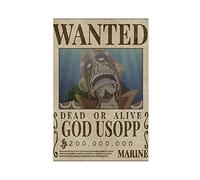 Poster One Piece Wanted Usopp Wanted (2) sur toile pour décoration murale de salon, chambre à coucher, 20 × 30 cm, sans cadre