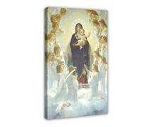 Poster Our Lady Of The Lilies - William Adolphe Bouguereau La Vierge avec des anges - Décoration pour chambre à coucher, bureau, chambre, cadre cadeau 1