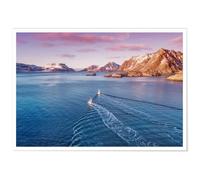 Poster Panorama Montagnes du Lac 30x21 cm - Imprimée sur Poster avec Passepartout - Tableau Nature