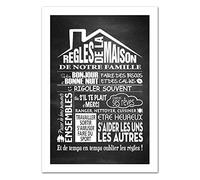 Poster Papier Les Règles De La Maison Version Ardoise - Dimensions 30 x 40 cm - Papier Brillant Non Adhésif