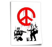 Poster Peace Peace - Critique sociale Street Art Banksy - Impression sur toile d'art moderne - Parfait comme cadeau, salon, impression d'art sans cadre, peinture murale - A4, A3, A2, A1, A0, XXL