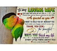 Poster perroquet avec inscription « For my dear wife you are the love of my life thank you for touch my life in a beautiful way love your husband » - Décoration murale vintage - 30,5 x 20,3 cm
