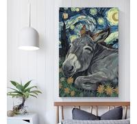 Poster personnalisable sur toile représentant un âne dans une nuit étoilée, décoration pour la maison, le bureau, le salon, la chambre à coucher, idée cadeau d'anniversaire pour femme, 30 x 45 cm
