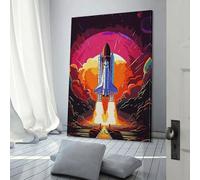 Poster personnalisable sur toile représentant une fusée spatiale, décoration pour la maison, le bureau, le salon, la chambre à coucher, idée cadeau d'anniversaire pour femme, 40 x 60 cm