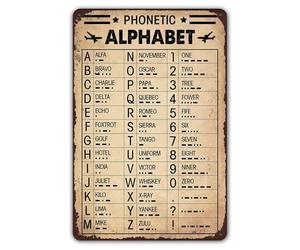 Poster phonétique de l'alphabet aviation avec code morse - Excellent cadeau d'aviation pour les pilotes et les vétérans - Décoration militaire, cadeau de pilote pour cave, chambre de garçon ou bureau