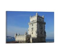 Poster photo moderne sur toile avec vue panoramique Tour de bord de mer 60 x 90 cm Cadre