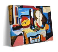 Poster Picasso Mandoline Guitare Mandoline et Guitare Peint par Pablo Picasso en 1924, Impression sur toile Cadre 30 x 45 cm