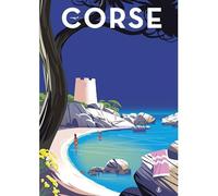 Poster Plage, Poster de voyage vintage, La Corse, Décoration murale, Cadeau, 30x40cm.