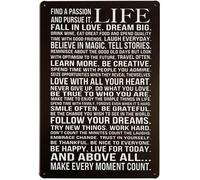 Poster plaque en métal avec inscription Find A Passion And Pursue It Life - 20,3 x 30,5 cm