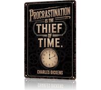 Poster Plaque Metal La Procrastination Est Le Voleur De Temps. S | Poster Plaque Metal Résistant À L'Usure Mieux Panneaux Métalliques Pour Bureau Café Bars Affiche Metal Art