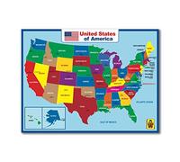 Poster plastifié de la carte des États-Unis - Affiche éducative double face pour enfants/adultes - Carte imperméable pour la maison et la salle de classe - 45,7 x 61 cm