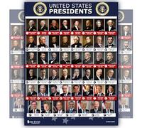 Poster plastifié de tous les présidents des États-Unis d'Amérique, décoration scolaire, apprentissage de l'histoire, 2025 avec le deuxième mandat du 47ème président, 38,1 x 50,8 cm