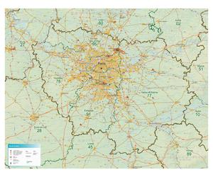 Poster plastifié - Île-de-France & Paris (100 x 80 cm) - administrative | GeoMetro