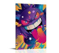 Poster Pokémon Gengar espiègle dans le style pop art contemporain - Poster décoratif à suspendre 30 x 45 cm