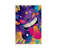Poster Pokémon, Gengar malicieux dans le style pop art contemporain - Poster décoratif à suspendre 40 x 60 cm