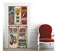 Poster Porte Sticker Porte Papier Peint Porte Trompe l'oeil porte Adhésif Autocollant Porte 3D pour Cuisine Chambre Salle de Bain Auto-adhésif Amovible Murale Décoration 73x205 cm Style RéTro
