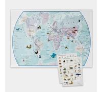 Poster pour enfants (en anglais) - Le Monde illustré, en couleurs, avec autocollants (85 x 60 cm) | Maps international