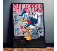 Poster pour WC « Shit happens » avec inscription humoristique pour toilettes, 60 x 80 cm