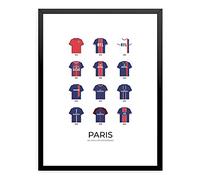 Poster PSG - Maillots Historiques - De 1970 à 2020 - Affiche de football, idée cadeau supporter Paris Saint Germain (50 x 70 cm)