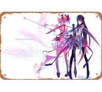 Poster Puella Magi Madoka Magica, Homura Akemi, Madoka Kaname, Kyuubey (Puella Magi Madoka Magica) Décoration murale rétro en métal 20,3 x 30,5 cm