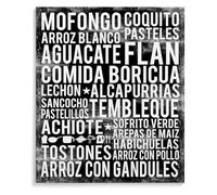 poster Puerto Rican Cultural Art Comida Boricua Poster Canvas Print for Latinx Home and Celebration Dining Decor(Framed,16x24inch(40x60cm))