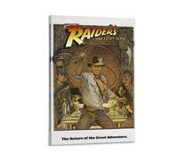 Poster Raiders of The Lost Ark - Affiche du film d'aventure emblématique représentant Indiana Jones en action (27) - Impression sur toile murale pour décoration de chambre (60 x 90 cm)