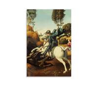 Poster Raphael - Saint George et le dragon classique - Art mural décoratif sur toile pour chambre à coucher - 60 x 90 cm