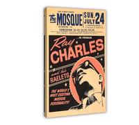 Poster Ray Charles Art 96 sur toile - Décoration murale pour salon, chambre à coucher - Style cadre - 20 x 30 cm